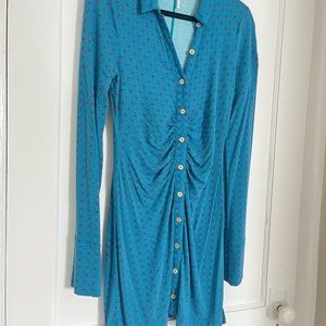 Long sleeve ruched free people dress